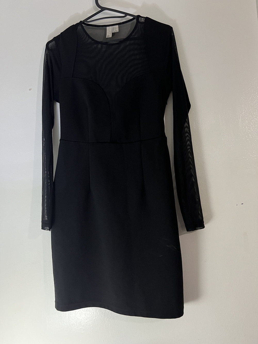 Urban Expressions Black Long-Sleeve Mesh Panel Dress